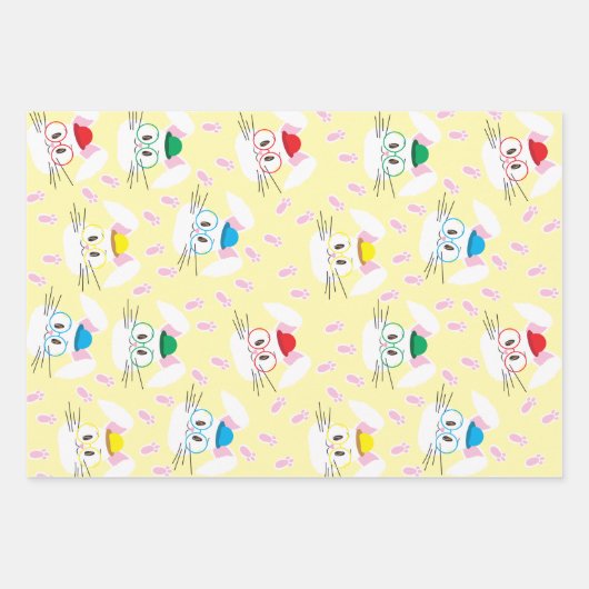 Bunnige gezichten en poetsafdrukken van papierblad inpakpapier vel (Voorkant 2)