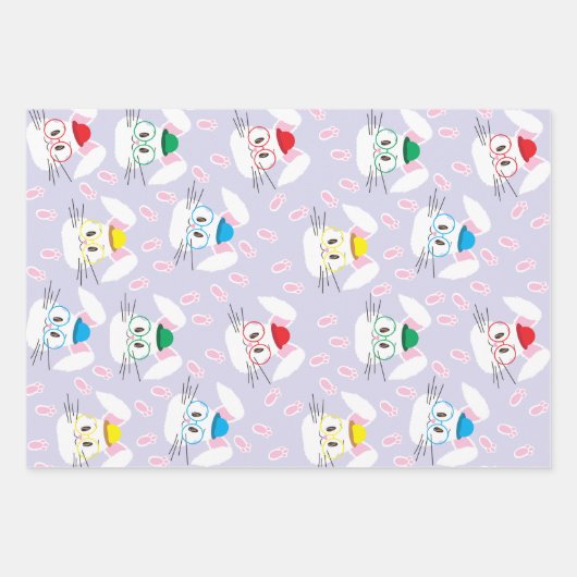 Bunnige gezichten en poetsafdrukken van papierblad inpakpapier vel (Voorkant)