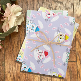 Bunnige gezichten en poetsafdrukken van papierblad inpakpapier vel