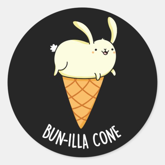 Bunnilla Cone Funny Bunny Vanilla Dark BG Ronde Sticker (Voorkant)