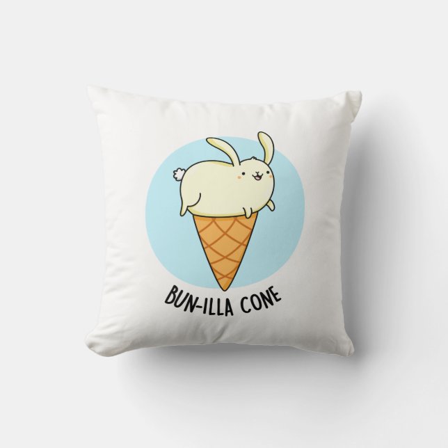 Bunnilla Cone Funny Bunny Vanilla Ice Cream Pun Kussen (Voorkant)