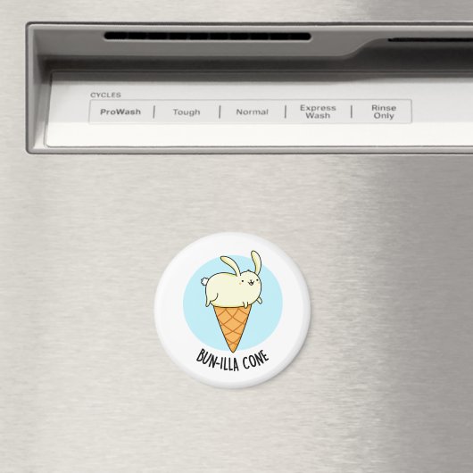 Bunnilla Cone Funny Bunny Vanilla Ice Cream Pun Magneet (Insitu (Vaatwasser))