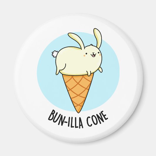 Bunnilla Cone Funny Bunny Vanilla Ice Cream Pun Magneet (Voorkant)