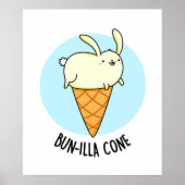 Bunnilla Cone Funny Bunny Vanilla Ice Cream Pun Poster (Voorkant)