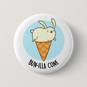 Bunnilla Cone Funny Bunny Vanilla Ice Cream Pun Ronde Button 5,7 Cm