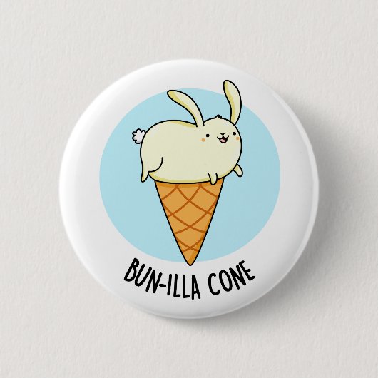 Bunnilla Cone Funny Bunny Vanilla Ice Cream Pun Ronde Button 5,7 Cm (Voorkant)