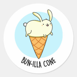 Bunnilla Cone Funny Bunny Vanilla Ice Cream Pun Ronde Sticker