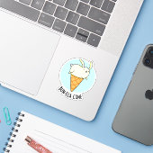 Bunnilla Cone Funny Bunny Vanilla Ice Cream Pun Sticker (Laptop met iPhone)