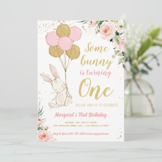 Bunny 1e Verjaardag Kaart (Staand voorkant)