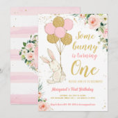 Bunny 1e Verjaardag Kaart (Voorkant / Achterkant)