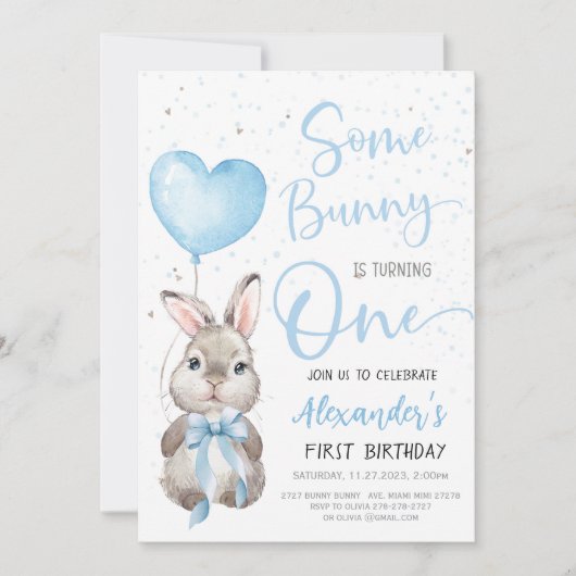 Bunny 1st Birthday Boy  Kaart (Voorkant)