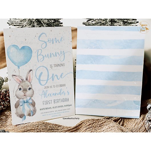 Bunny 1st Birthday Boy  Kaart