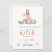 Bunny 1st Birthday Invitation Kaart (Voorkant)
