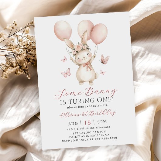 Bunny 1st Birthday Invitation Kaart