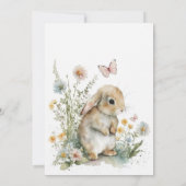 Bunny 1st Birthday Invitation Wildflowers Kaart (Achterkant)