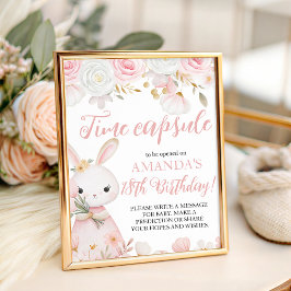 Bunny 1st Birthday Time Capsule Sign Reclamebord Met Voetstuk
