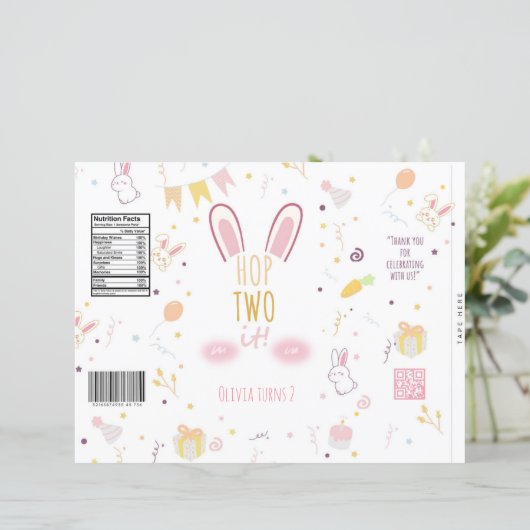 Bunny 2e Verjaardag Chip Bag Pasen Konijn Roze (Staand voorkant)