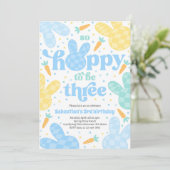 Bunny 3rd Verjaardag Party Spring Boy Bunny Verjaa Kaart (Staand voorkant)