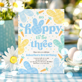 Bunny 3rd Verjaardag Party Spring Boy Bunny Verjaa Kaart