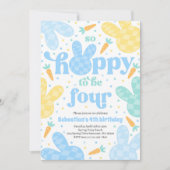 Bunny 4th Verjaardag Party Spring Boy Bunny Verjaa Kaart (Voorkant)