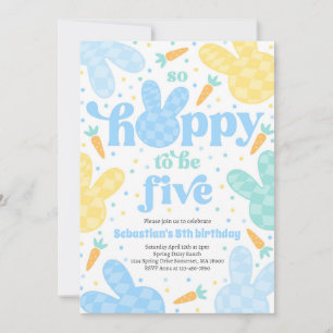 Bunny 5th Birthday Party Spring Boy Bunny Verjaard Kaart
