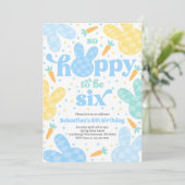 Bunny 6e Verjaardagsfeest Spring Boy Bunny Verjaar Kaart (Staand voorkant)