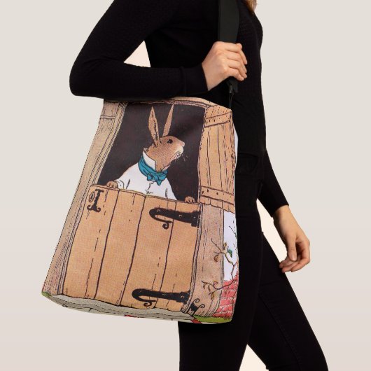 Bunny aan de deur print crossbody tas (Dichtbij)