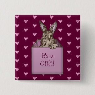 bunny-aankondiging vierkante button 5,1 cm