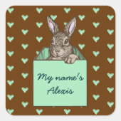 bunny-aankondiging vierkante sticker (Voorkant)