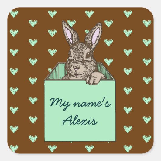 bunny-aankondiging vierkante sticker (Voorkant)