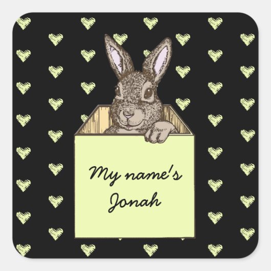 bunny-aankondiging vierkante sticker (Voorkant)