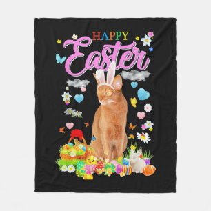 Bunny Abyssinien Kat Gelukkig Pasen Fleece Deken