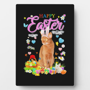 Bunny Abyssinien Kat Gelukkig Pasen Fotoplaat