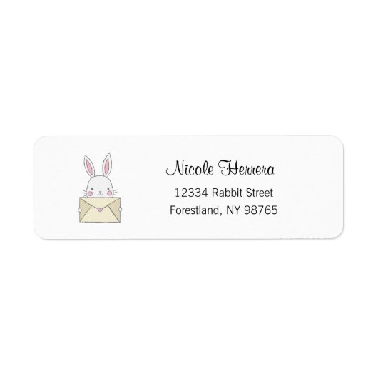 Bunny Address Label, Rabbit, Natuur Etiket (Voorkant)