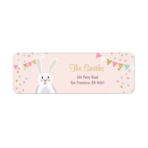Bunny Adresetiketten Spring Pink Gold Pasen