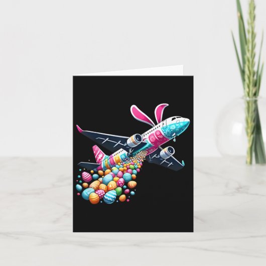Bunny Airplane Easter Egg Mannen Kinder Jongens Ea Kaart (Voorkant)