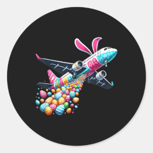 Bunny Airplane Easter Egg Mannen Kinder Jongens Ea Ronde Sticker