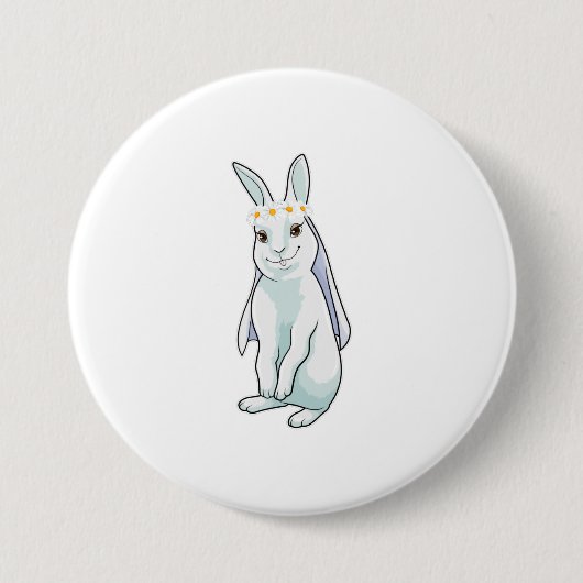 Bunny als Bride met de grote bloemen Ronde Button 7,6 Cm (Voorkant)