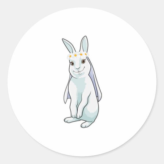 Bunny als Bride met de grote bloemen Ronde Sticker (Voorkant)