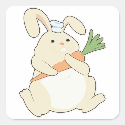 Bunny als Cook met wortel Vierkante Sticker (Voorkant)