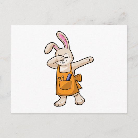 Bunny als Hairdresser met Comb & Scissors Briefkaart (Voorkant)