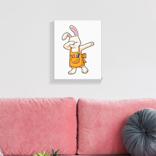 Bunny als Hairdresser met Comb & Scissors Canvas Afdruk (Insitu (Woonkamer))