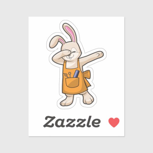 Bunny als Hairdresser met Comb & Scissors Sticker (Vel)