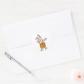 Bunny als Hairdresser met Comb & Scissors Vierkante Sticker (Envelop)