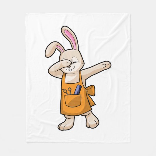 Bunny als kapper met kam en schaar fleece deken (Voorkant)
