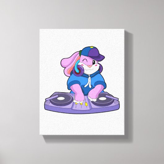 Bunny als muzikant met mixer canvas afdruk (Voorkant)