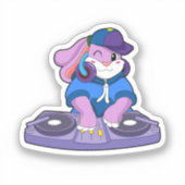 Bunny als muzikant met mixer sticker (Voorkant)