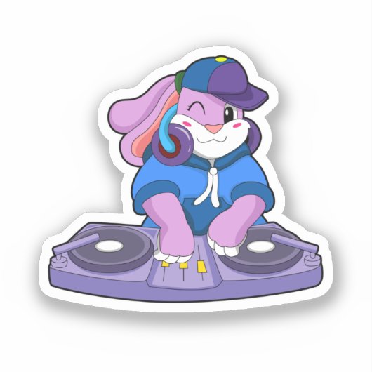 Bunny als muzikant met mixer sticker (Voorkant)
