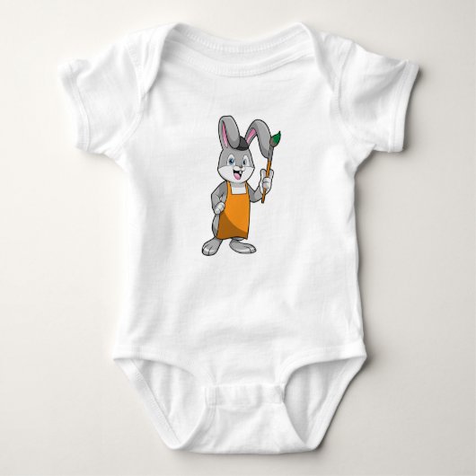 Bunny als Schilder met de borstel van de Verf Romper (Voorkant)