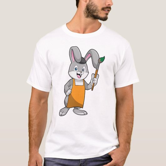 Bunny als Schilder met de borstel van de Verf T-shirt (Voorkant)